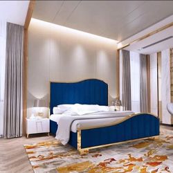 King Bed New Velvet And Gold 