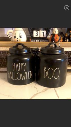 Rae Dunn Happy Halloween and Boo Canister Set