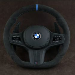 OEM BMW G20 G21 G28 19-21 3-Series M Steering Wheel Alcantara with big Paddles flat bottom