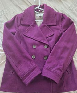 Old Navy Purple Pea Coat - Size Large