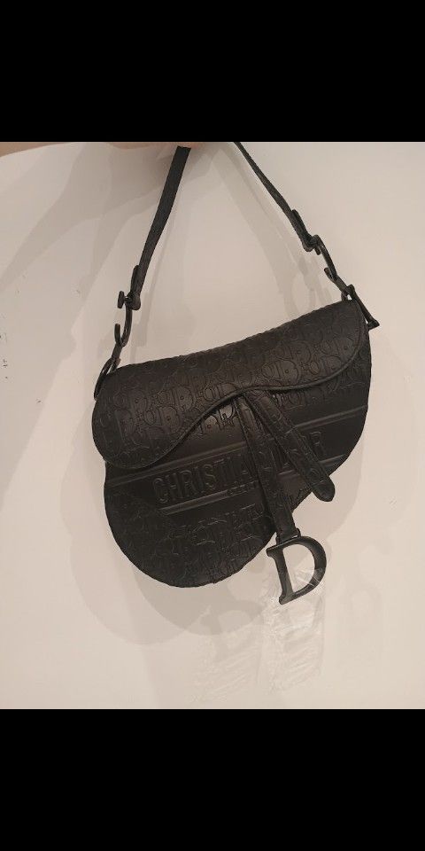 Flash Sale Christian Dior Women's Black Embossed Large Saddle Bag