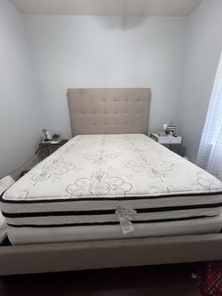 Bed Frame, Box Spring And Headboard Set