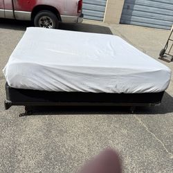 KING SIZE BED MATRESS MEMORY FOAM 12”  NO COVER 75” X 8O”, 2 BOXSPRINGS, METAL RAIL FRAME 🎁