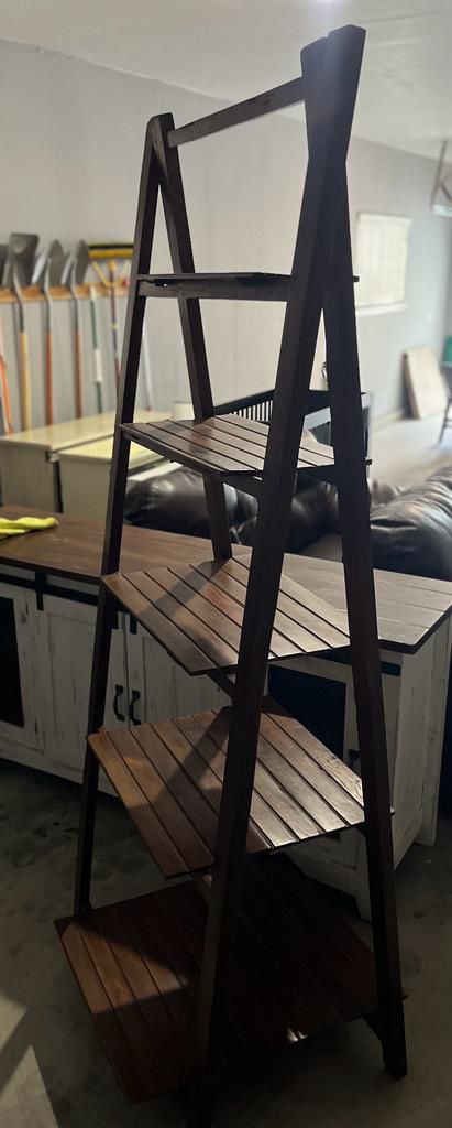 Balinese Wood Foldable Ladder Shelf