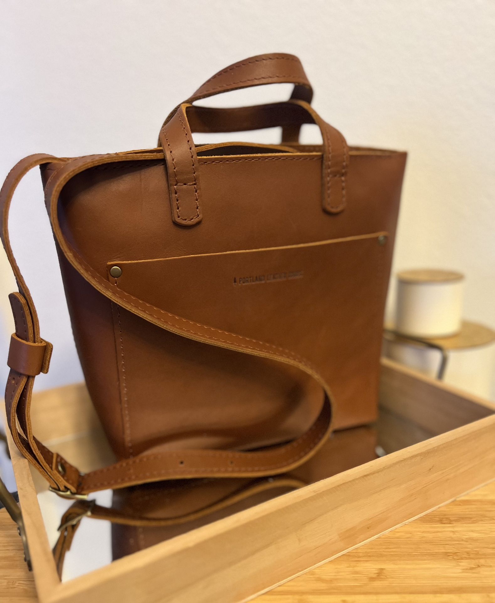 Portland Leather Mini Crossbody Tote.