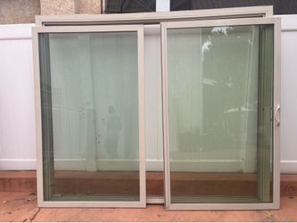 Inside door slides to the right to open retro fit 93”width and 79” height