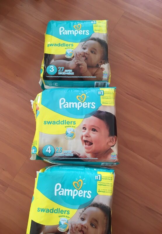 3 Pamper swaddlers (2 size 3 and 1 size 4) for Sale in Honolulu, HI ...