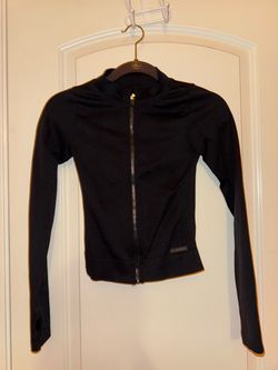 Pretty Little Thing black zip up workout jacket in size S