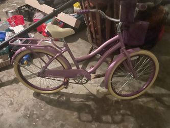 Purple Cruiser Bike with Basket & Rear Rack