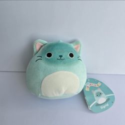Squishmallows Sigrid The Kitty Cat  Plush 5" Stuffed Animal NWT Green Blue Cute