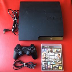 Sony PlayStation 3 (PS3) Slim Console in Black 120GB w/ Grand Theft Auto V (GTA5)
