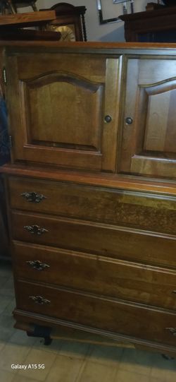 Vintage Solid Wood Gentleman;s  Armoire / Dresder