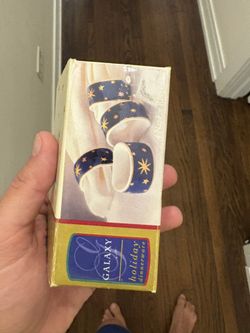 Galaxy Holiday Napkin Rings 4 pc Blue Gold Stars