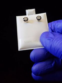 6mm 925 Sterling Silver Black Onyx Stud Earrings