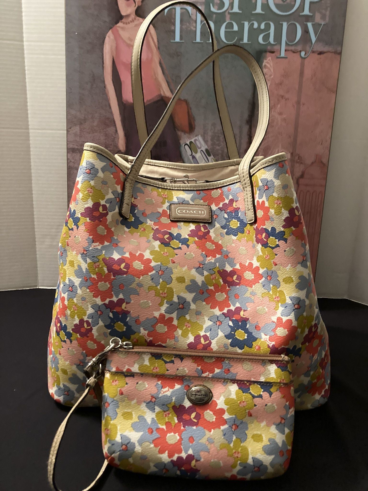 Coach SET! City Floral City Tote W/ Wristlet~EUC~ #28908