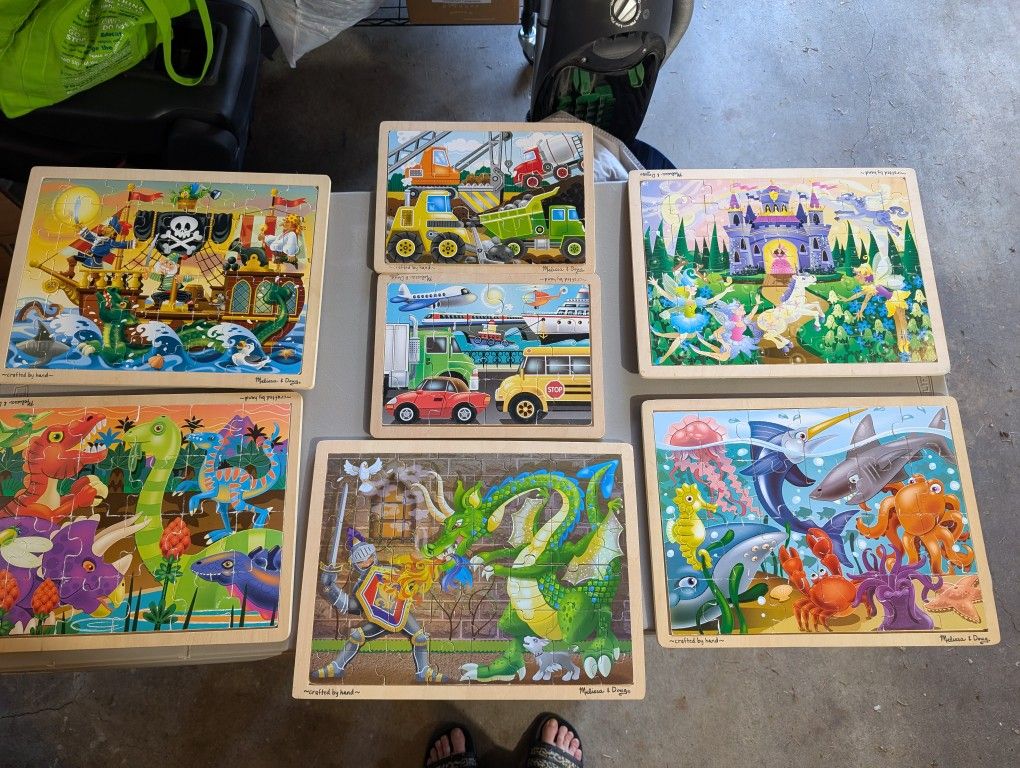 Melissa & Doug wood puzzles (set of 7)