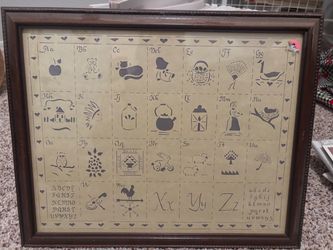 Framed Alphabet Sampler Art Print