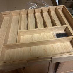 Umilife Extra Large Bamboo Wood Drawer Organizer Drawer Divider 19" Deep