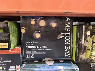 Hampton Bay 10 Ft 8-Bulb Plug-In String Lights Smoky Glass STR-BA5