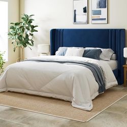 Queen Size Velvet Platform Bed Frame