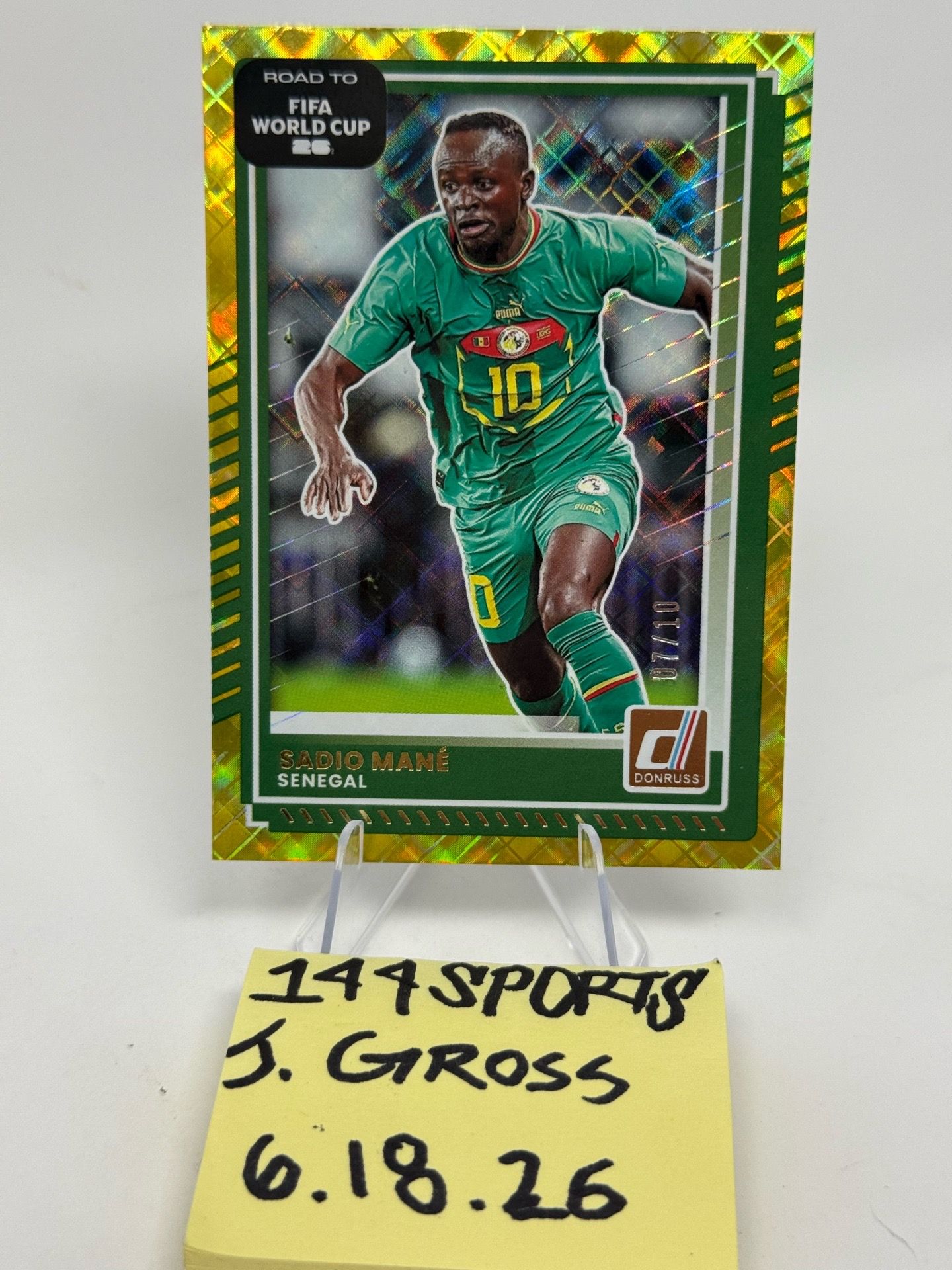 ⚽️ SADIO MANE ⚽️ Gold /10 SSP 2025-26 Donruss Road To World Cup 7/10 Senegal Optic parallel prizm display picture 1