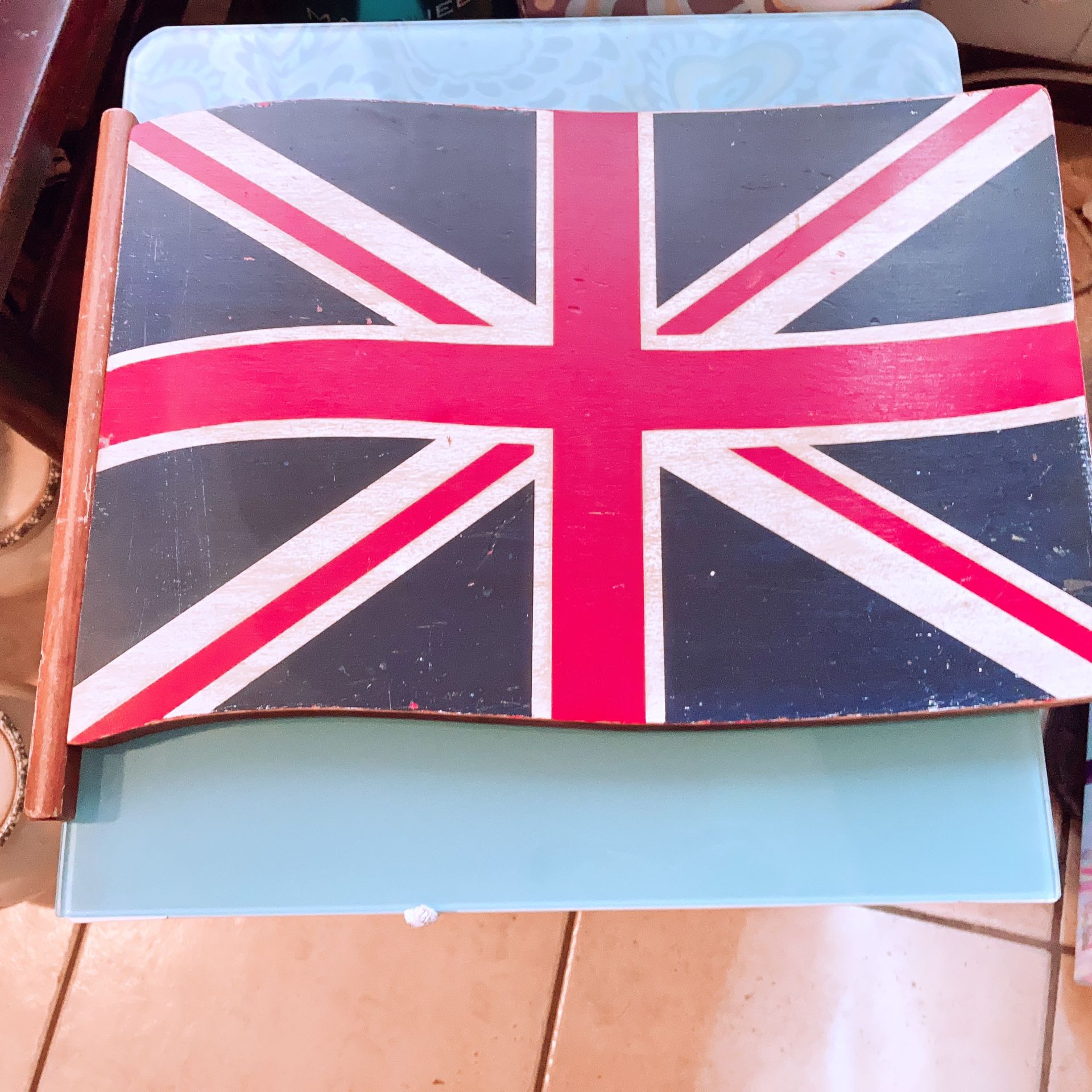 Hand Painted British Flag Wooden Wall Plaque Hanging Art Authentic Wood