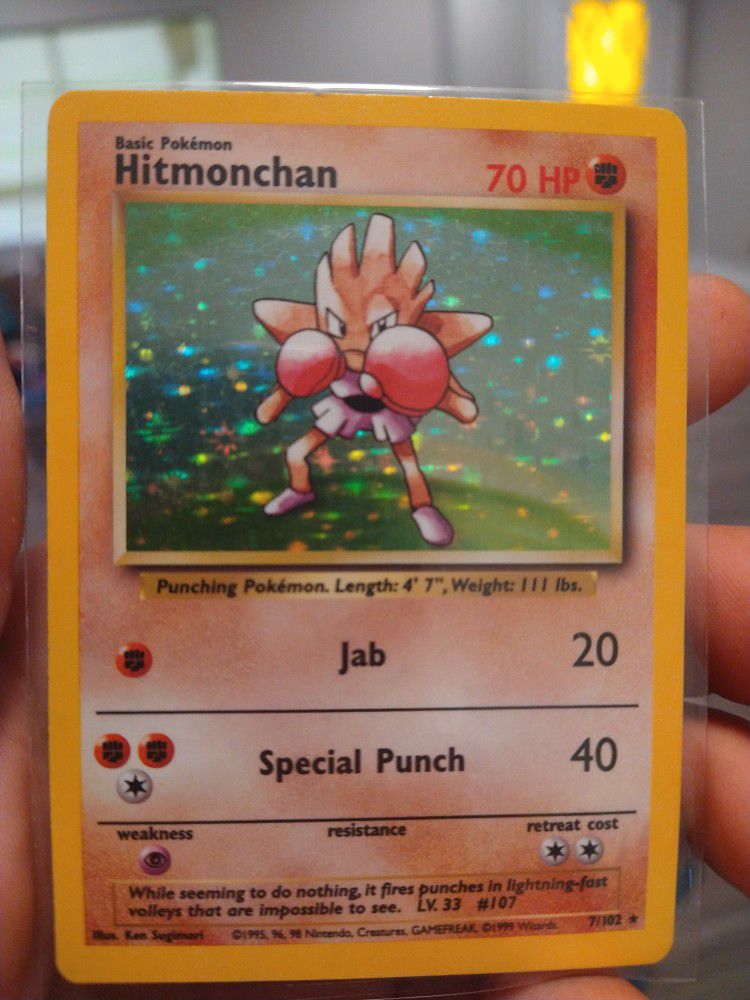 Pokemon Card Hitmonchan 1999 Base Set Holo