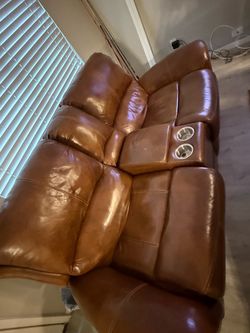 Brown leather couch