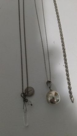 Two Sterling Silver Necklaces and Sterling Silver Rope Bracelet