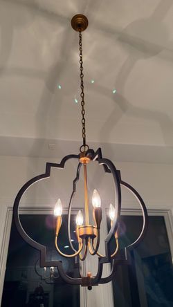 Bronze & Brass 4-Light Open-Frame Chandelier — $50