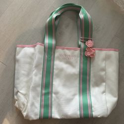 New big Victoria Secret beige and green tote