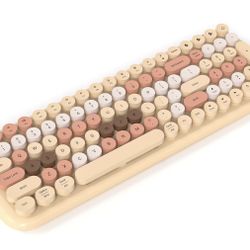 Bluetooth Keyboard - Milktea Colorful Multi Device Wireless Typewriter Keyboards - Round Keycaps 100 Keys Cute Keyboard for Windows, Laptop, PC, Table