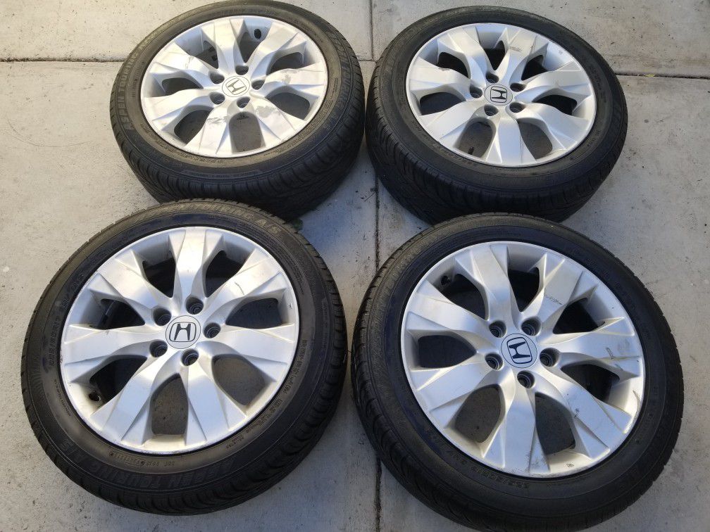 Factory honda rims from an accord, will fit most accord from the mid 2000s until now.