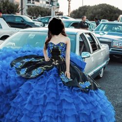 Royal Blue Size 3 Charro quince dress