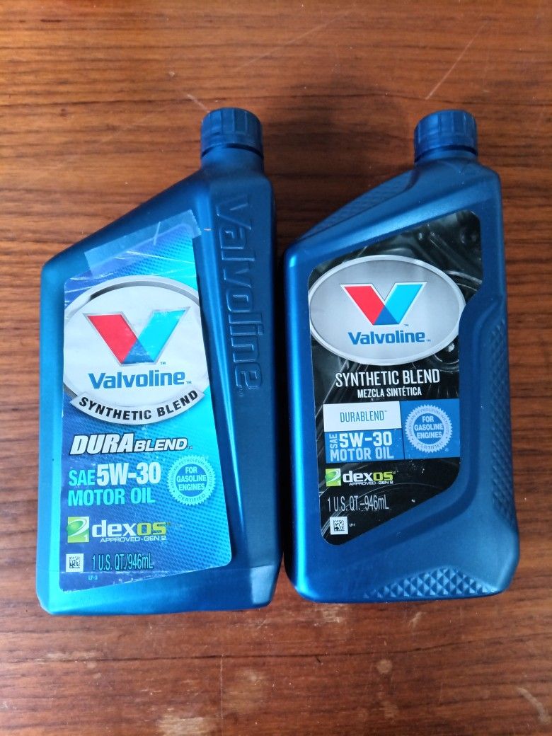 2 New 1 qt Valvoline DuraBlend SAE 5W-30 Synthetic Blend Motor Oil