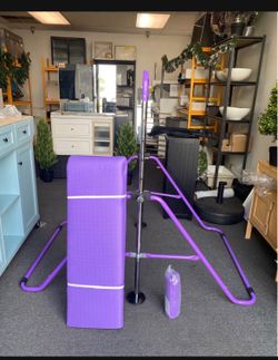 New Gymnastic Bar And Mat for Kids Adjustable Height Folding Training Monkey Bars