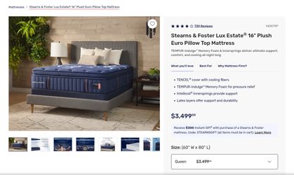 Stern & Foster Lux Estate 16" Queen Mattress