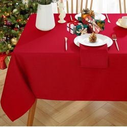 Tablecloth rectangle size (99” by 60”) with 8 napkins size (17” by 16”)