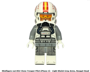 Clone Trooper Pilot (Phase 2) - Light Bluish Gray Arms, Nougat Head