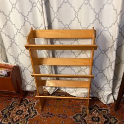 VINTAGE MCM WOOD BOOKCASE BOOK SHELF RACK STAND SLAT
