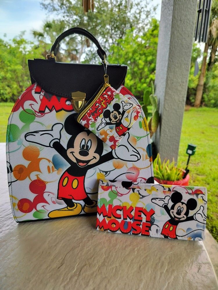 Mickey Purse Bag/Backpack, Wallet And Coins Purse