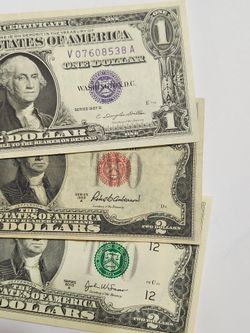Old U.S Currency Notes / Old Bills / Red , Green , Blue Seal