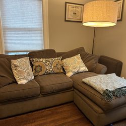 Brown couch With Ottoman Extension