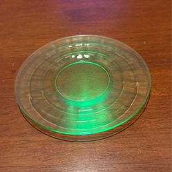Vaseline Uranium Green Glass Dish 6 1/4 Inch Excellent Condition L10