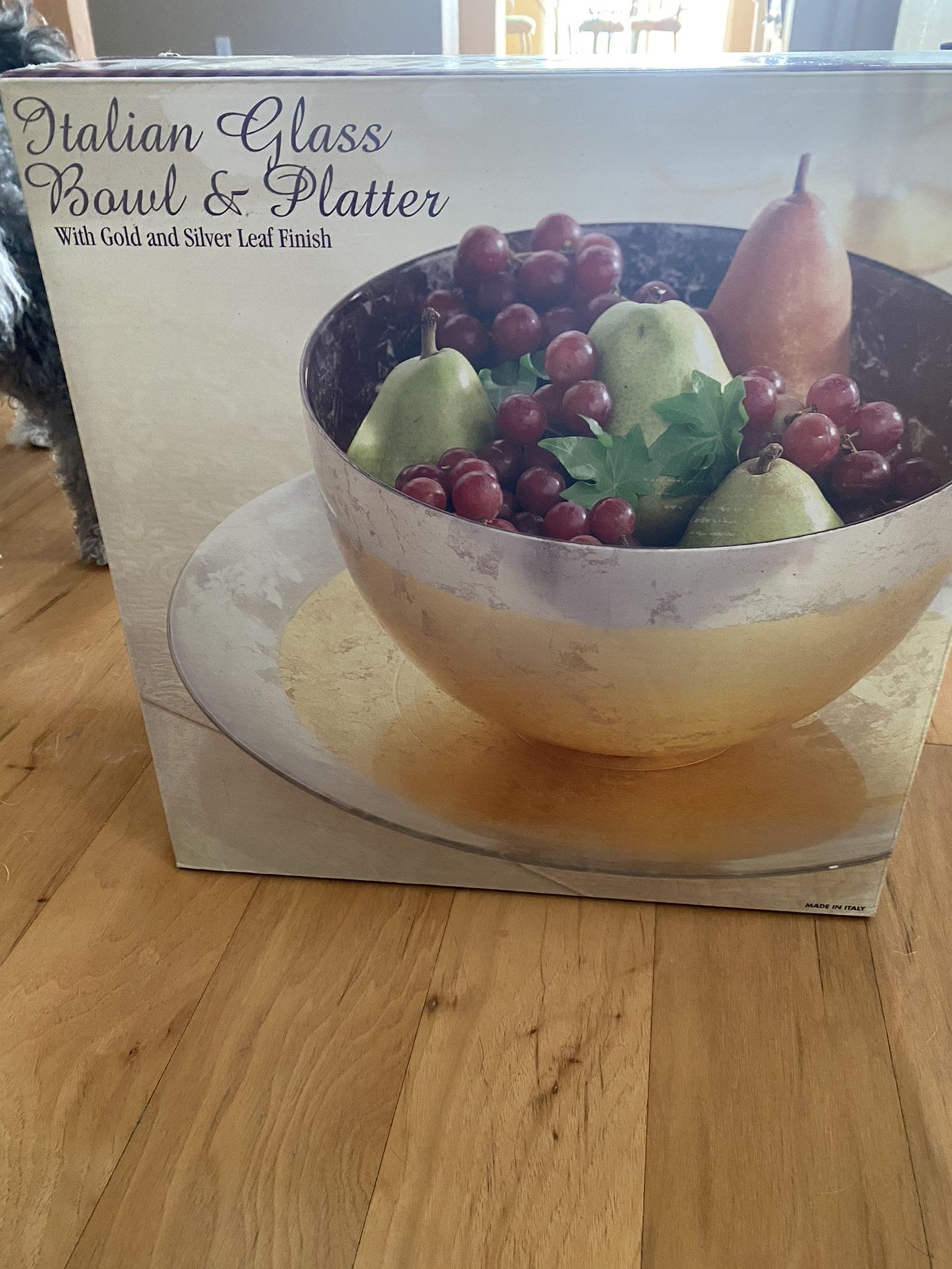 Brand new Italian glass bowl and platter
