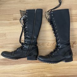 Frye Melissa Tall Leather Lace Up Riding Boots Size 7.5 B Faded Worn Distressed