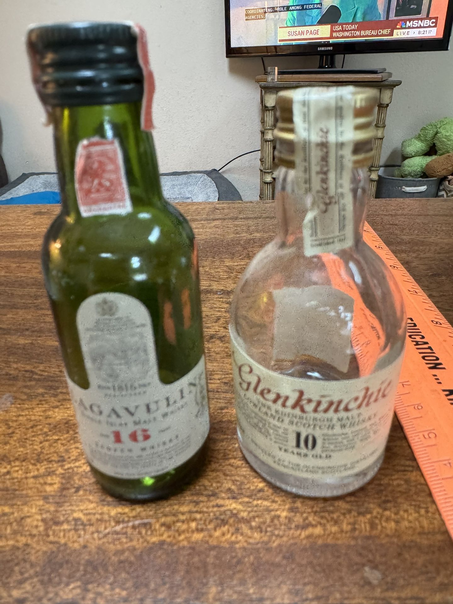 Miniature empty liquor bottles. Vintage.