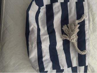 Nautical Striped Rope Handle Tote Bag