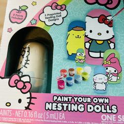 Hello Kitty And Friends Paint Your Own  Nesting Dolls Brand New Nice Christmas Gift 