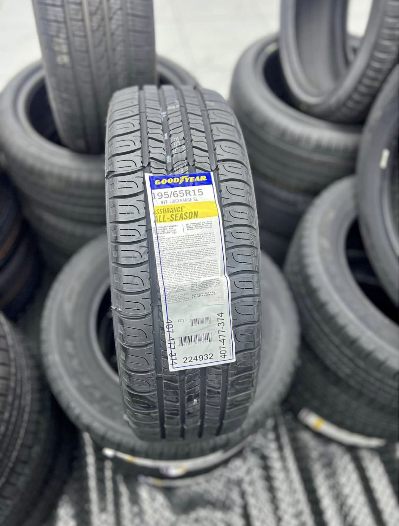 New Tires 195/65R15 Goodyear Assurance All Season In Stock For Sale, Financing Available